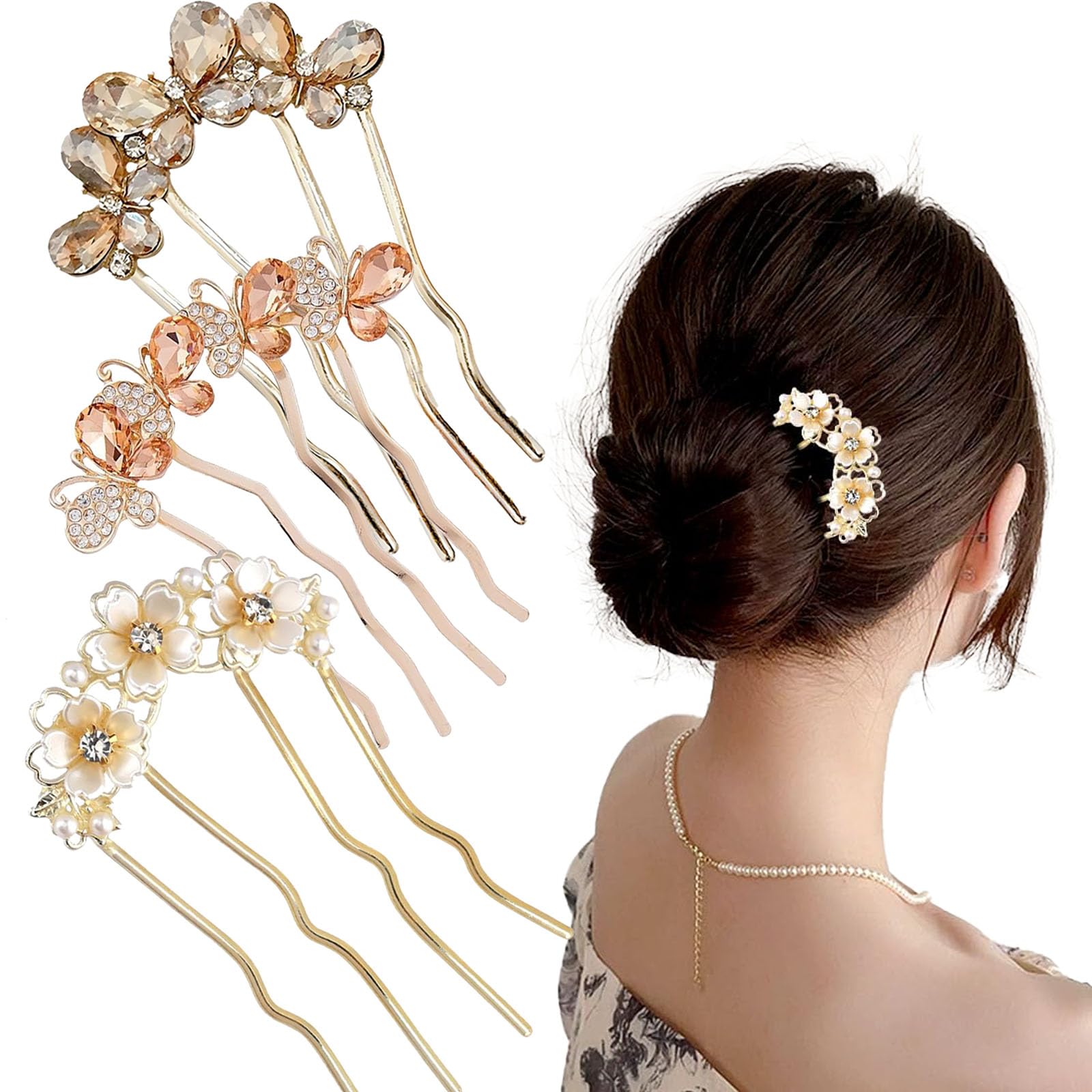 3Pcs Hair Accessories for Women, French Hair Pin, U Pins for Hair